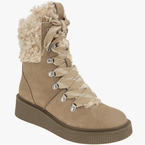 Gentle Souls by Kenneth Cole Womens BEHANN ALPINE Beige Mid-Calf Boots Lace Up - Picture 2 of 7